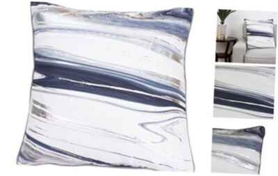 Kia Marble Raised Foil Pillow Gray Flannel Silver