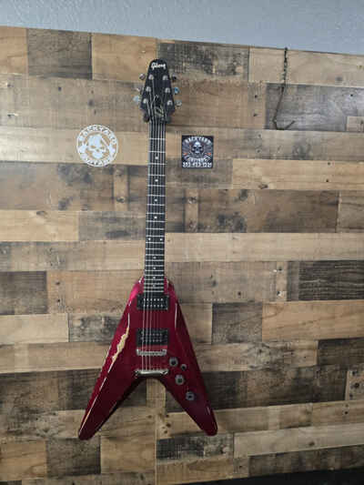 1982 Gibson  Flying V2 Candy Apple Red Flying V 80s  Road Worn Survivor.