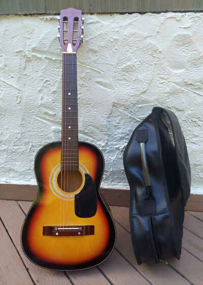 Vintage Harmony 303-1249 Guitar Student Beginner, Soft Leather case-Made in Kor