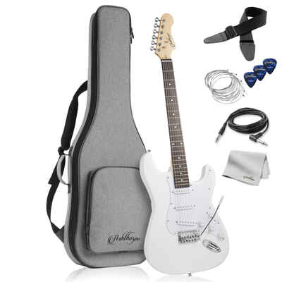 OPEN BOX - 39" Full-Size Electric Guitar Beginner Kit with Gig Bag, White-White