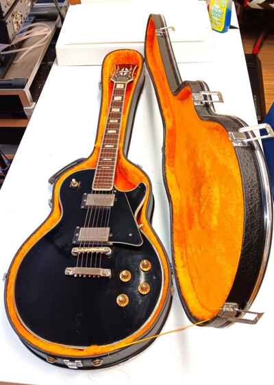 Univox Matsumoku Les Paul Electric Guitar Copy MIJ Black W / Factory HS Case Orig.
