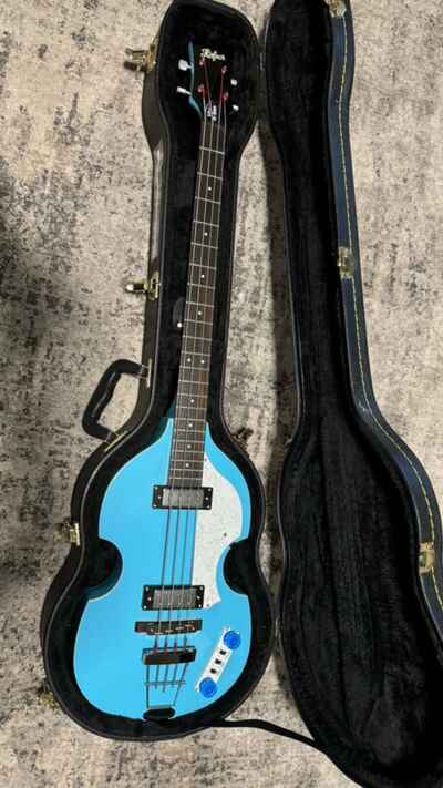 Hofner Ignition Electric Bass Guitar 4 String Hi-bass Baby Blue With Case Hollow