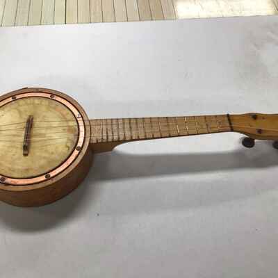 Vintage 1930s  Wooden Banjolele - Works! Birdseye Maple Ukulele Banjo Antique