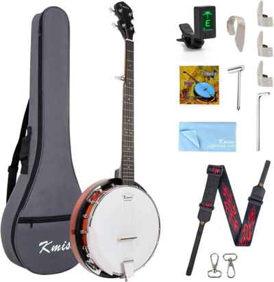 Professional 5-String Banjo with Sapele Back & Chrome Armrest - Gig Bag Included