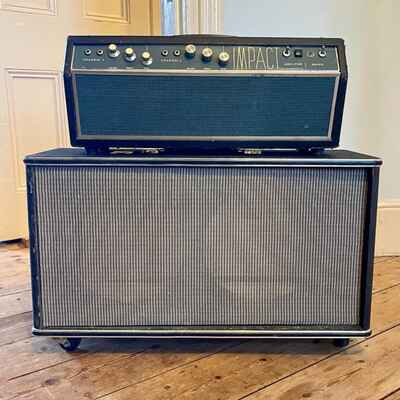 Vintage seventies Carlsbro 2x12 guitar cabinet - UNLOADED Fender silver cloth