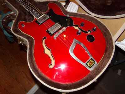 1970s HAGSTROM VIKING V-1N ELECTRIC GUITAR, RED FINISH EXCEPTIONALLY FINE COND.