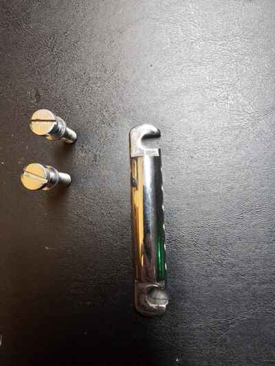 1970s Gibson Vintage Chrome Tailpiece Stop Bar Les Paul  SG  Marauder W /  Studs