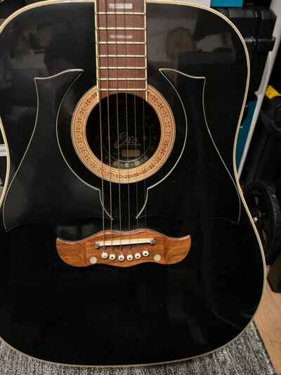 Eko E85 Acoustic Guitar Black Beauty Twin Pickguard