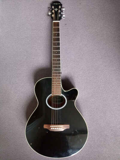 Aria Acoustic Electric Guitar, 6 String, Black FET-SPT BK, Full Size