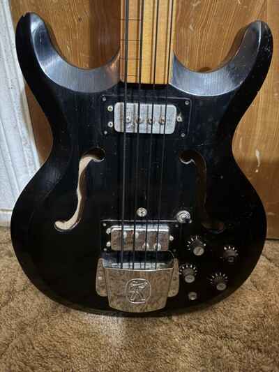 Hohner Bartell Semi-Hollow Fretless Bass Black 1960s